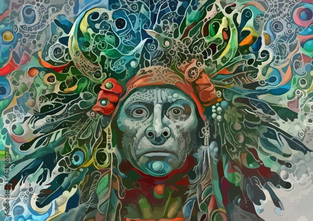 The chief of the tribe. Abstract illustration The chief of the tribe. Abstract illustration