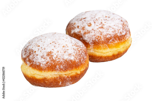 Bright tasty berliner donut ball isolated on the white background