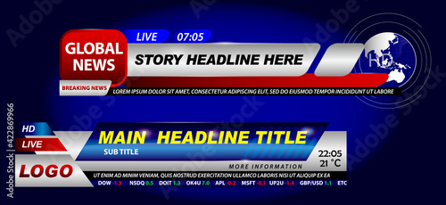 set of breaking news template tv or banner template hot news for broadcasting or live report streaming television concept. eps 10 vector, easy to modify