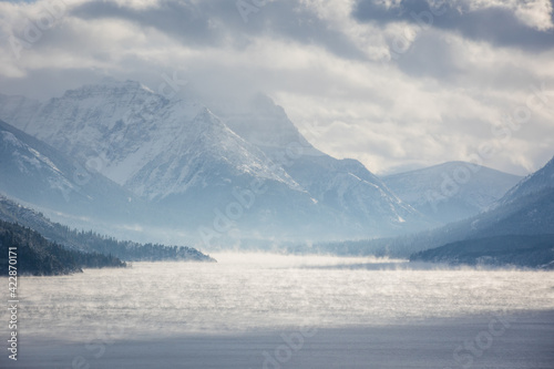 Landscape overlooking Waterton Lake in winter © Tanya