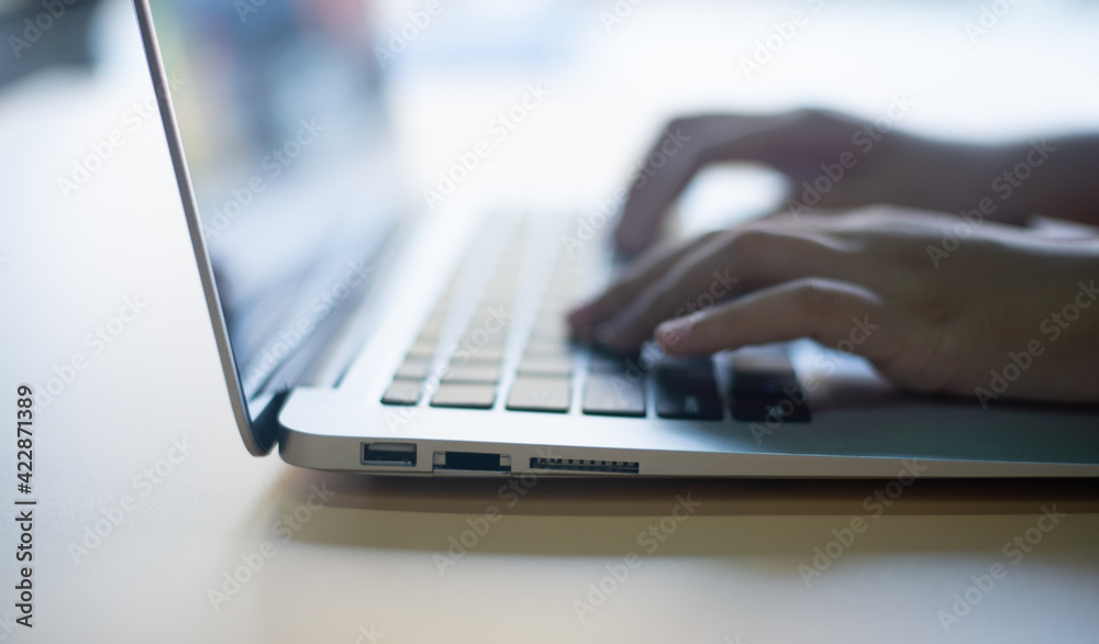 Fingers touch the keyboard, online shopping, online payment, online concept Fingers touch the keyboard, online shopping, online payment, online concept