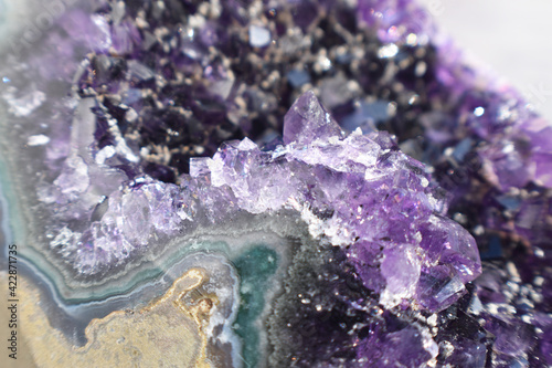 Beautiful Geode Amethyst Gemstone Rock Close Up 
