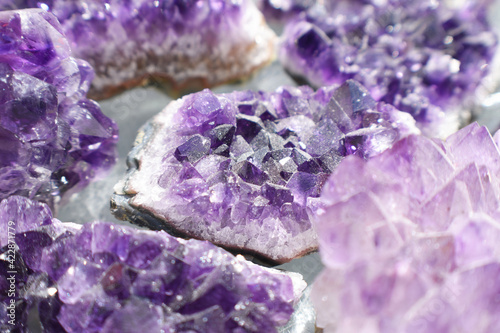Beautiful Amethyst Gemstones Close Up 