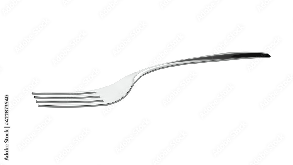 Silver fork isolated on white. 3d illustration. Single object. Silver fork isolated on white. 3d illustration. Single object.