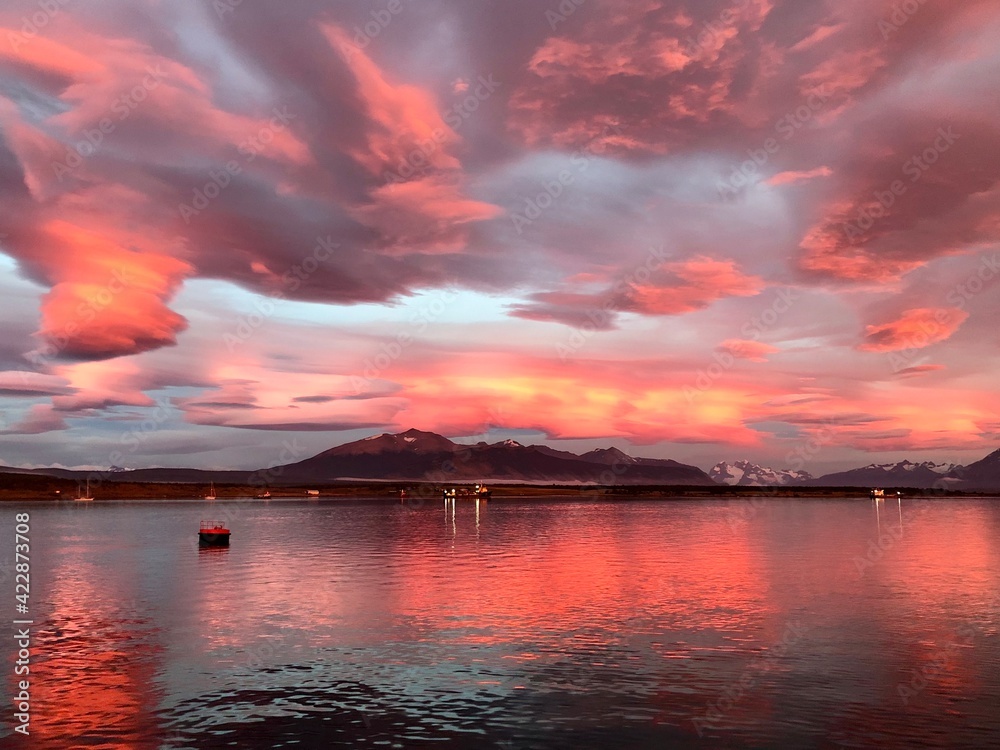 Fototapeta premium Sunrise in Puerto Natales, Chile