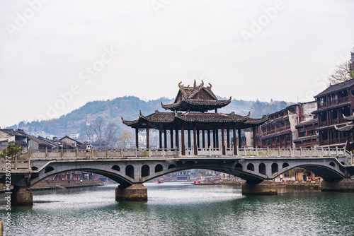 Fengyu Bridge in the morning in Phoenix Ancient Town, Xiangxi, Hunan, China