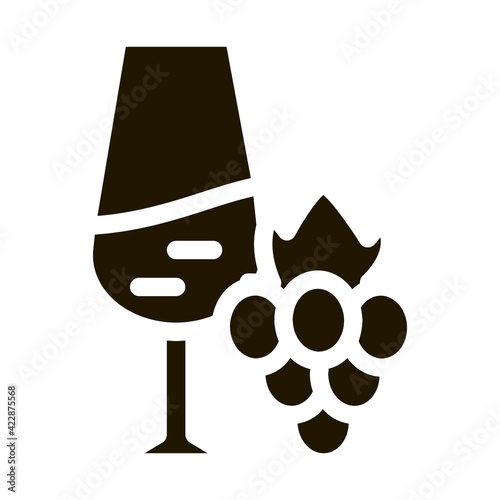 wine with grapes icon Vector Glyph Illustration photo