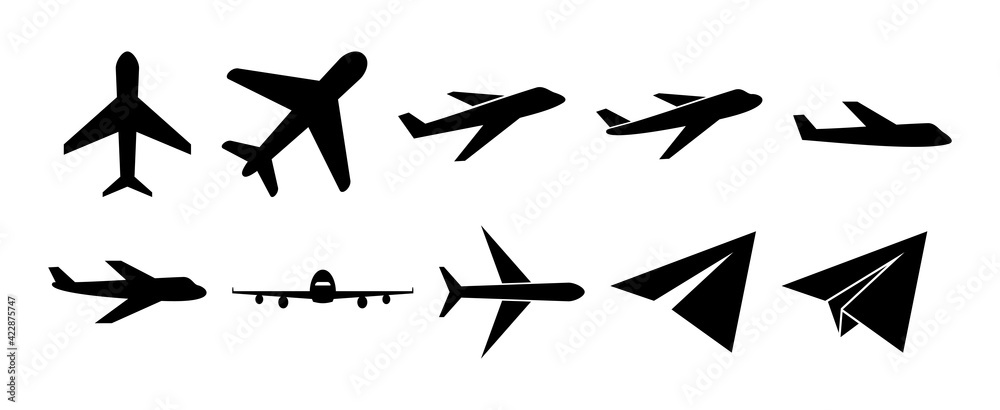 Fototapeta Plane icon set. Airplane icon vector. Flight transport symbol. Travel illustration. Holiday symbol