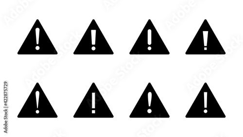 Exclamation danger sign. attention sign icon set. Hazard warning attention sign