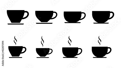 coffee cup icon set. cup a coffee icon vector.