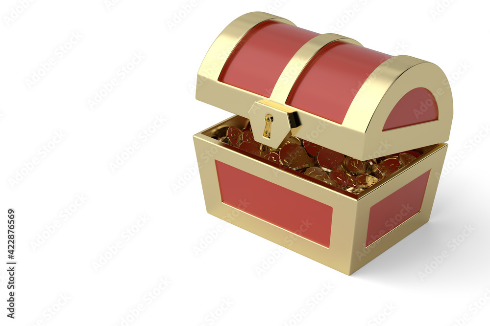 Treasure chest Isolated On White Background, 3D rendering. 3D illustration. Treasure chest Isolated On White Background, 3D rendering. 3D illustration.