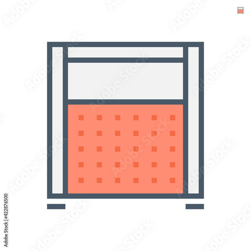 Portable partition screen vector icon for assembly as cubicle modern corporate office furniture for business. Private workspace, workplace or workstation for place desk, chair and computer. 64x64 px.