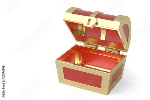 Treasure chest  Isolated On White Background, 3D rendering. 3D illustration.