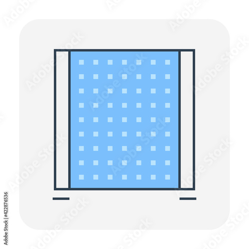 Portable partition screen vector icon. For assembly as cubicle or modern corporate office furniture for business. That private workspace, workplace or workstation for place desk, chair and computer.