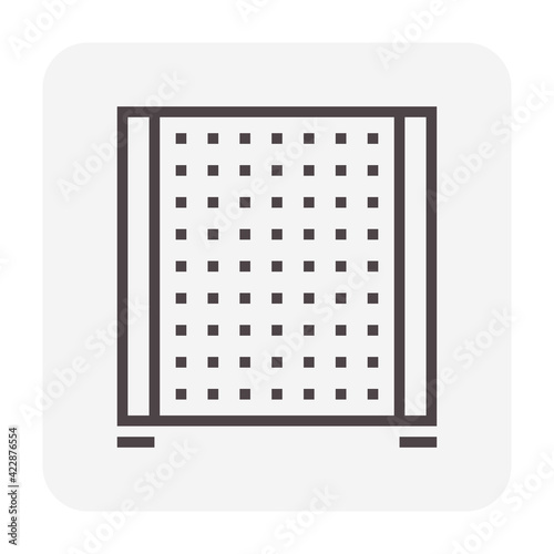 Portable partition screen vector icon for assembly as cubicle modern corporate office furniture for business. Private workspace, workplace or workstation for place desk, chair and computer. 64x64 px.