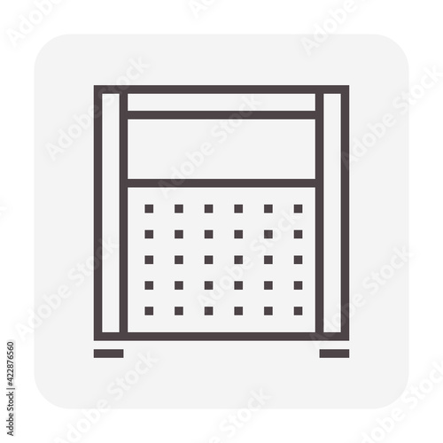 Portable partition screen vector icon for assembly as cubicle modern corporate office furniture for business. Private workspace, workplace or workstation for place desk, chair and computer. 64x64 px.