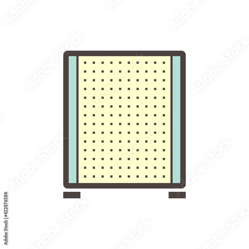 Portable partition screen vector icon. For assembly as cubicle or modern corporate office furniture for business. That private workspace, workplace or workstation for place desk, chair and computer.