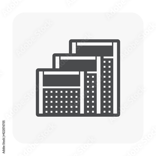Portable partition screen vector icon. For assembly as cubicle or modern corporate office furniture for business. That private workspace, workplace or workstation for place desk, chair and computer.