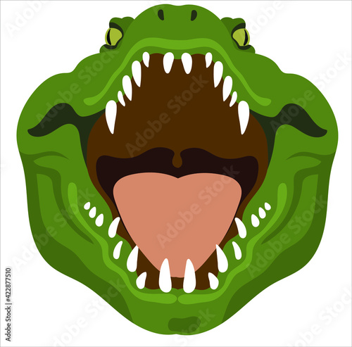 Crocodile with open mouth. Wild Animals in Cartoon style. Label, Design Logo, Vector Clipart. Vector illustration isolate. Print for T-shirts and sweatshir
