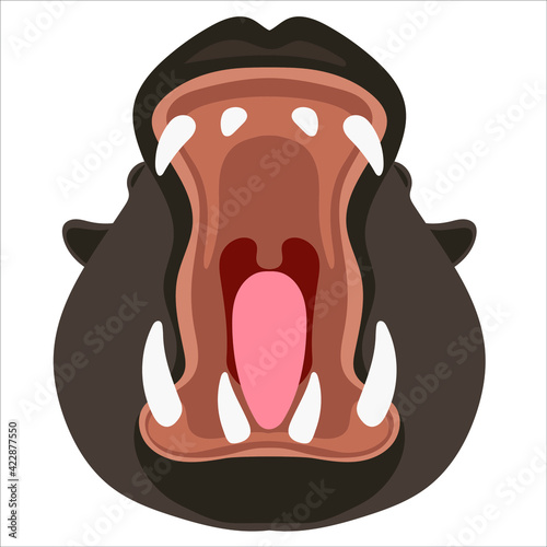 A hungry hippo with an open mouth.