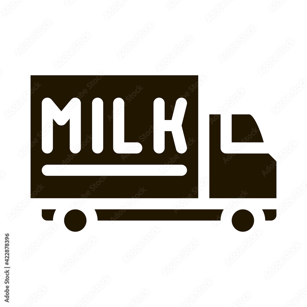 truck with milk icon Vector Glyph Illustration truck with milk icon Vector Glyph Illustration