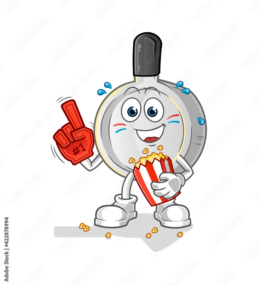 pan fan with popcorn illustration. character vector pan fan with popcorn illustration. character vector
