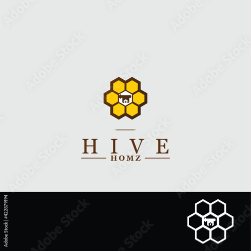 hive bee home key logo icon