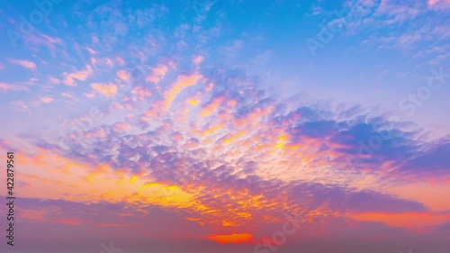 Red sunset sky nature background,Beautiful colorful sky clouds, fast moving cloudscape.4K Time lapse.