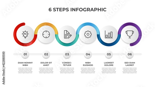 6 points of steps, list layout diagram vector, infographic element template
