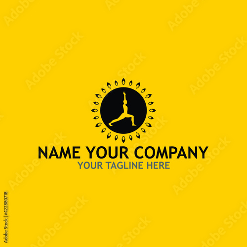 yoga fitness stretch silhouette logo icon