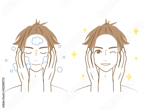 男性　男　人間　人物　顔　洗顔