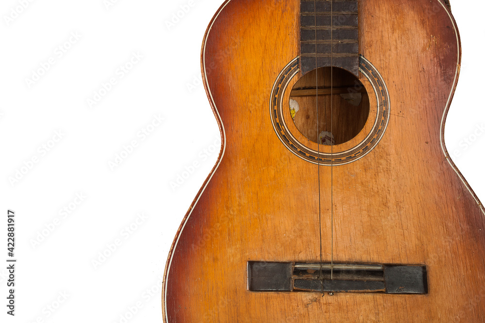 detail front view guitar body in deteriorated condition with scratches detail front view guitar body in deteriorated condition with scratches