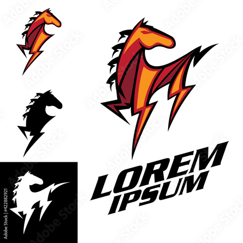 Lightning Steed symbol vector illustration for brand, company identity, tshirt print esport symbol or any other purpose.
