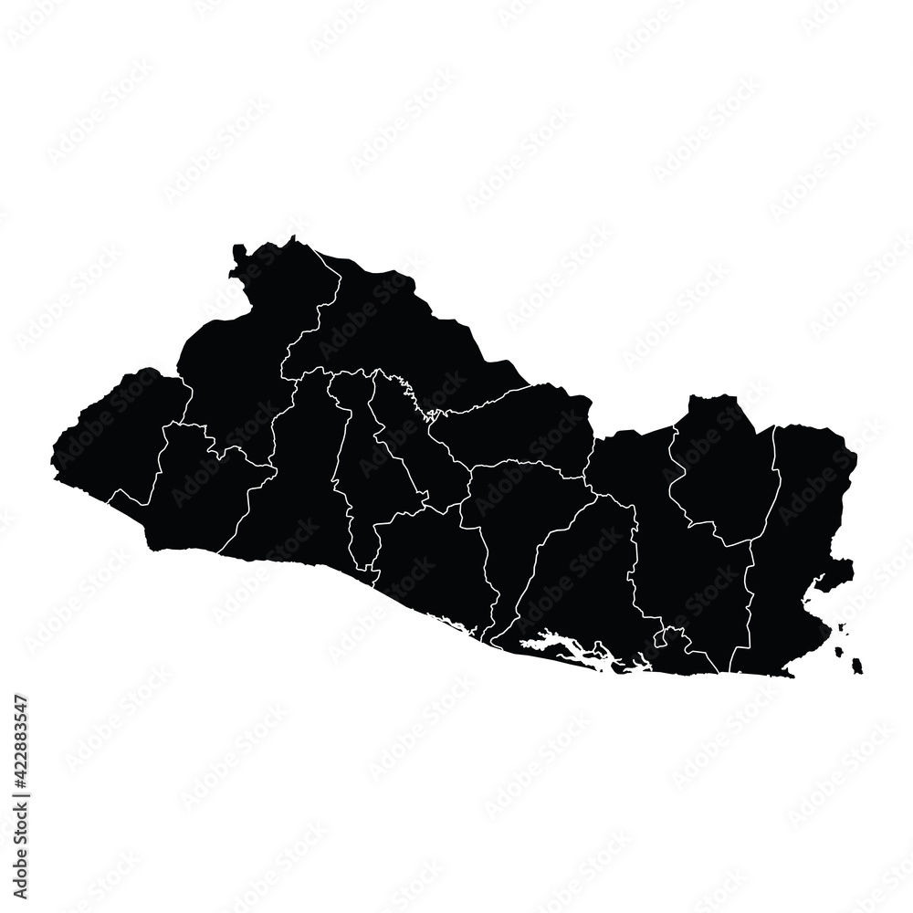 El Salvador country map vector with regional areas Stock Vector Adobe