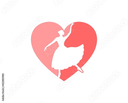 Pink love shape with ballerina girl inside