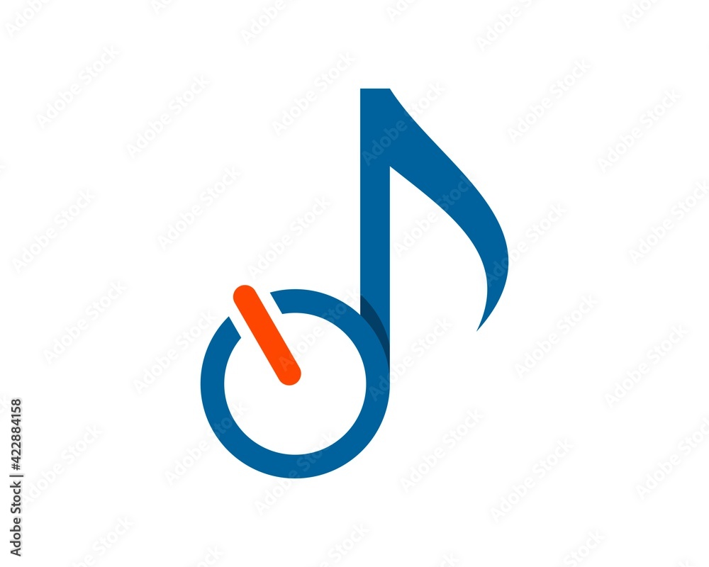 Simple music note with power button Simple music note with power button