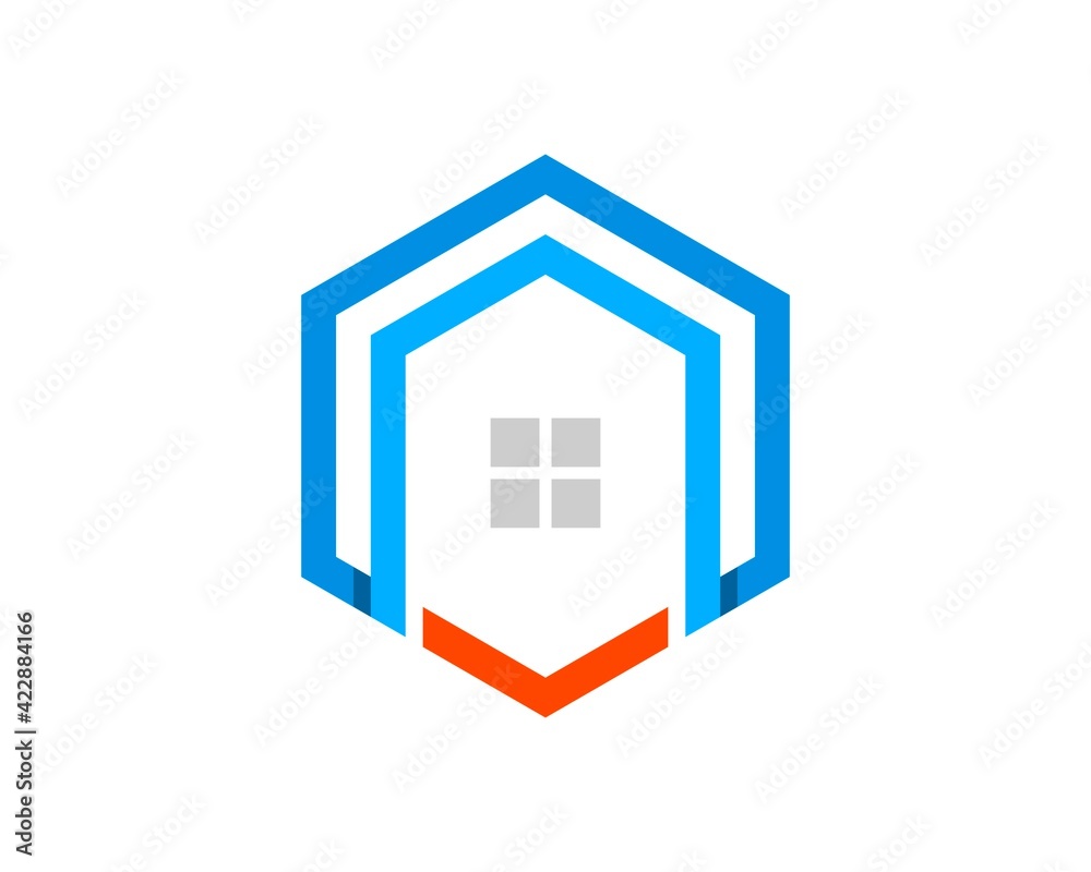 Abstract and simple shape with house inside Abstract and simple shape with house inside