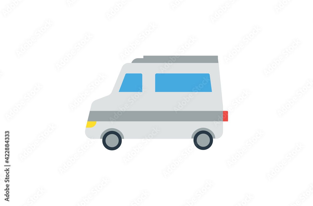 Minibus vector flat icon. Isolated Van vehicle emoji illustration