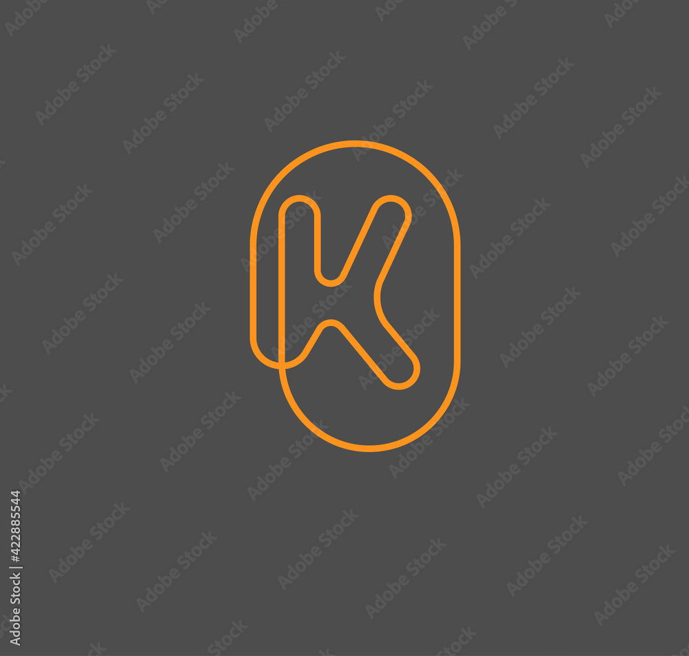 Simple and luxurious letter k with thin geometric lines vector