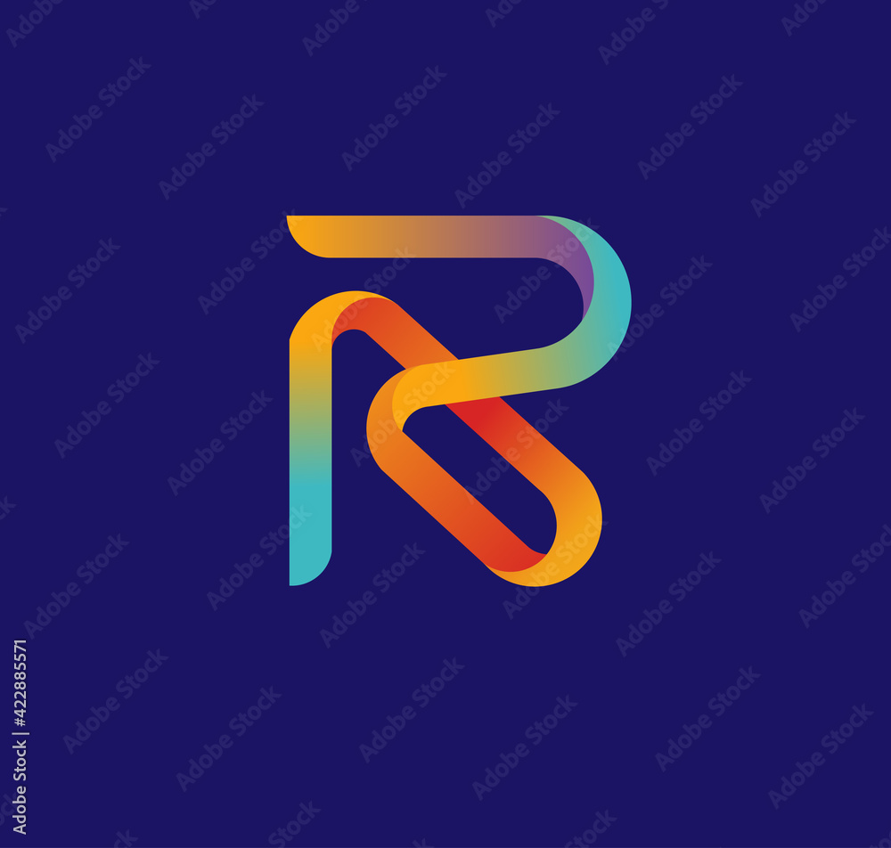 creative letter r with glowing multi color logo vector creative letter r with glowing multi color logo vector