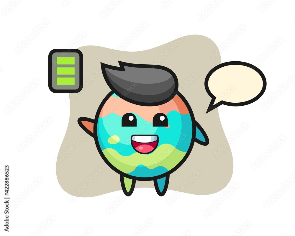 bath bomb mascot character with energetic gesture