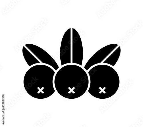 Rowan. Silhouette icon of rowanberry. Black simple illustration of plant. Flat isolated vector pictogram on white background