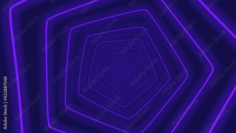 Loopable abstract digital neon polygon tunnel background. Futuristic sparkling pattern with dark blue and purple colors. Technology and cyber concept with copy space Loopable abstract digital neon polygon tunnel background. Futuristic sparkling pattern with dark blue and purple colors. Technology and cyber concept with copy space