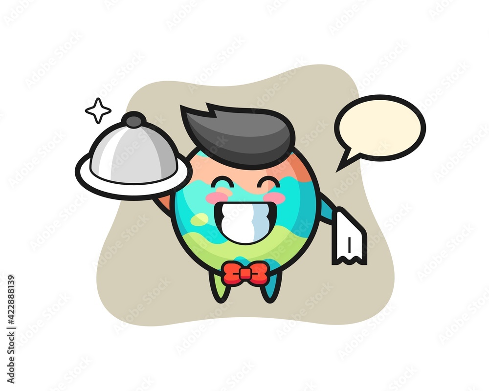 Character mascot of bath bomb as a waiters