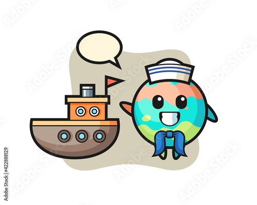 Character mascot of bath bomb as a sailor man