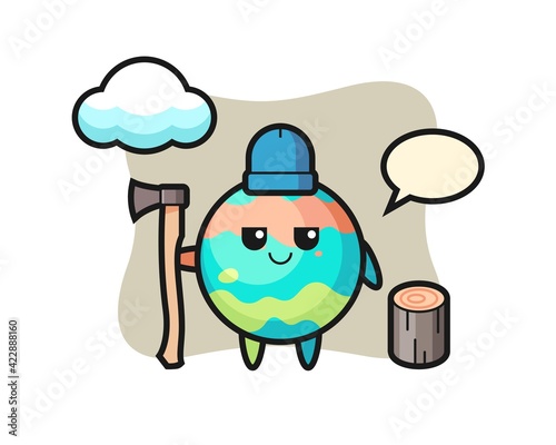 Character cartoon of bath bomb as a woodcutter