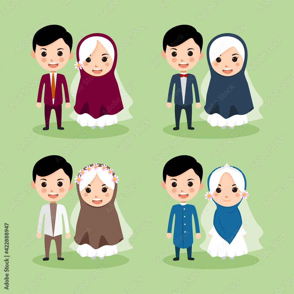 cute muslim couple vector cute muslim couple vector