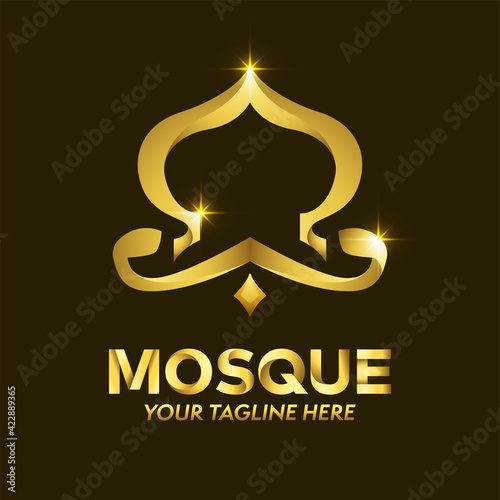 Islamic Gold Color and Luxury Logo Design. Luxury Mosque Logo Design Template
