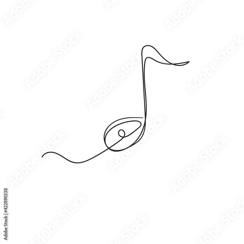 hand drawing musical notes single line, minimalism symbol of music