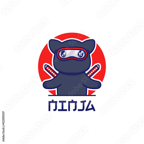 Cute ninja cat logo